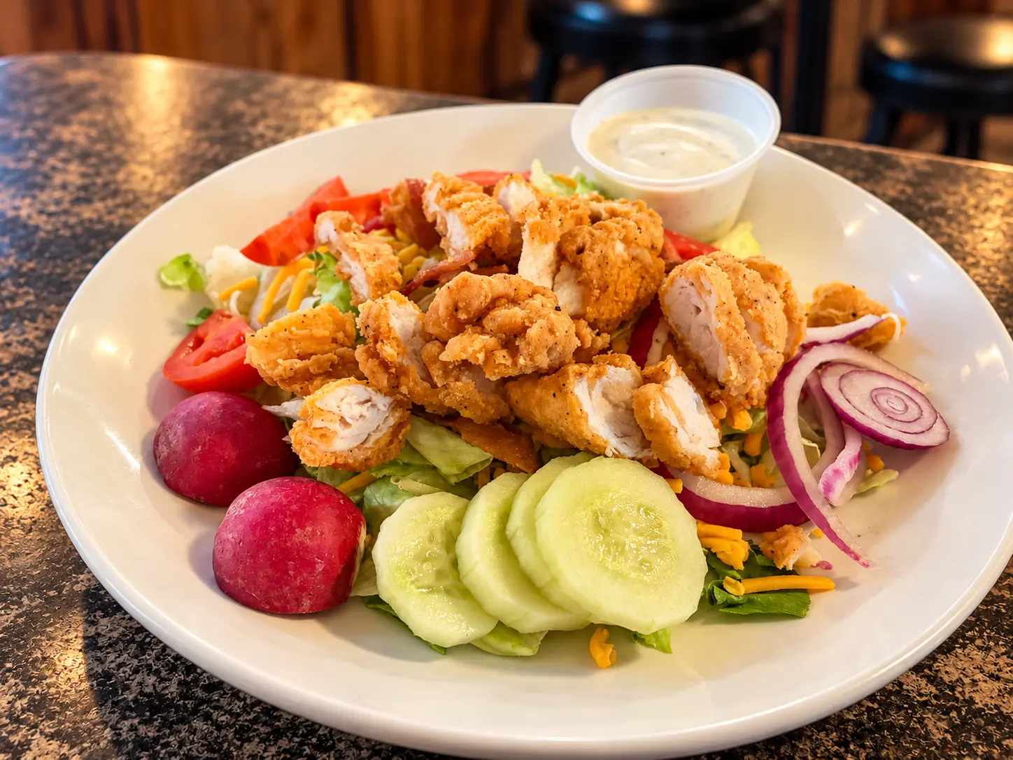 Crispy chicken salad from the Winifred Tavern kitchen
